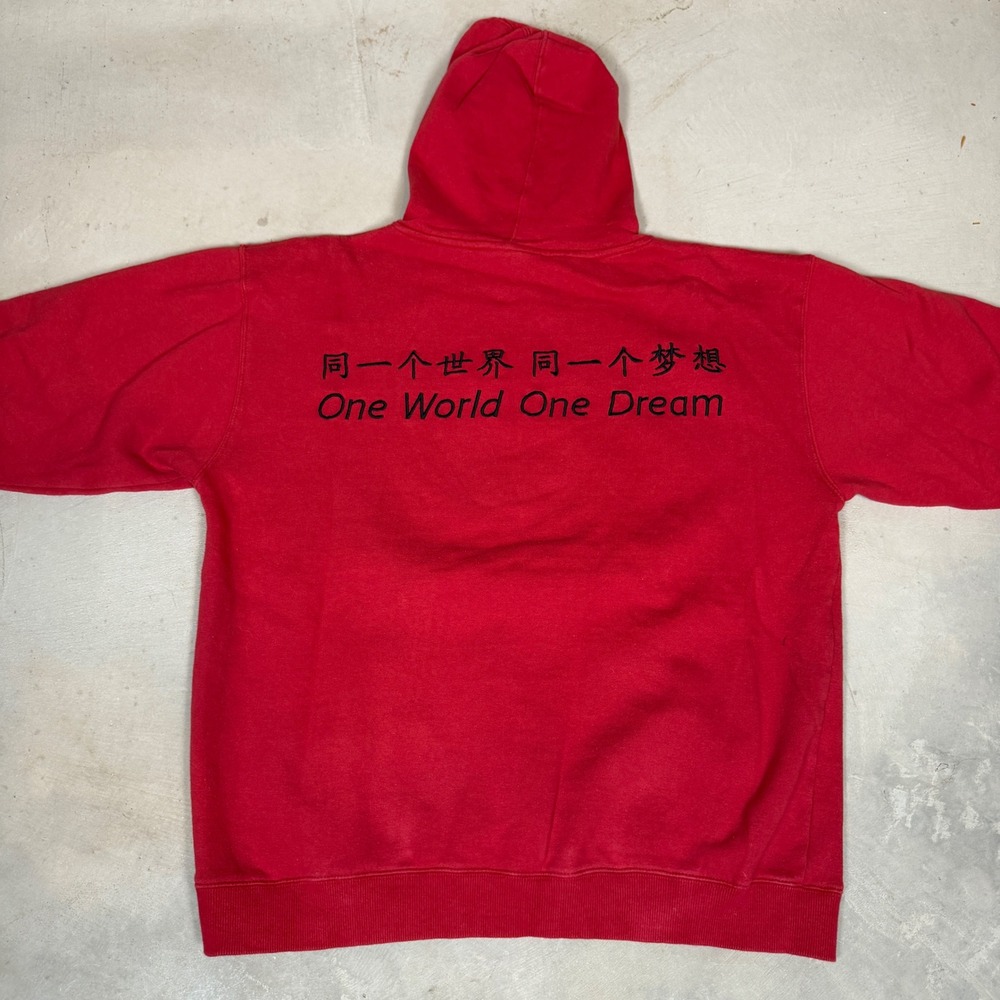 Beijing 2008 Olympics Hoodie Mens Medium Red One World One Dream Official Merch - Picture 3 of 5